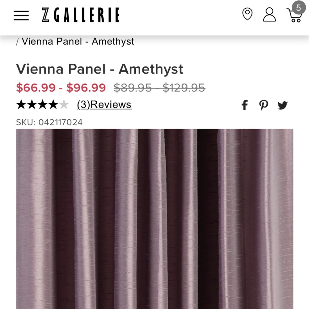 COPY - Z Gallerie Vienna Panel - Amethyst Drapes